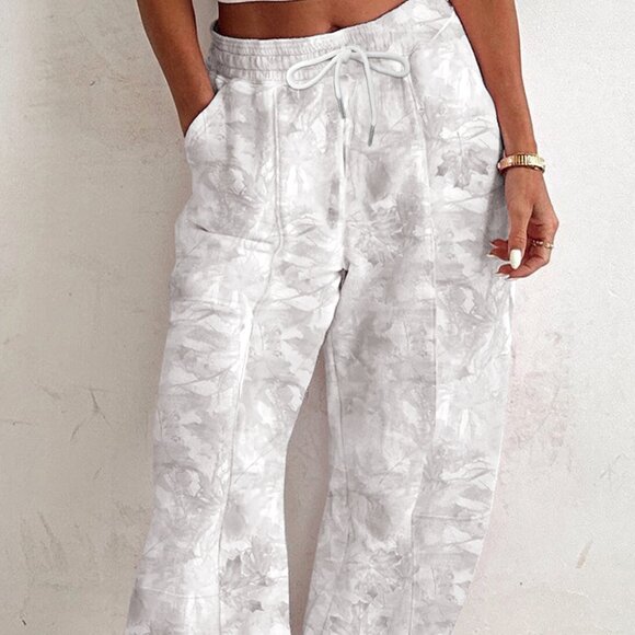 Boutique Pants - B350 Camo Print Baggy Drawstring Jogger Sweatpants